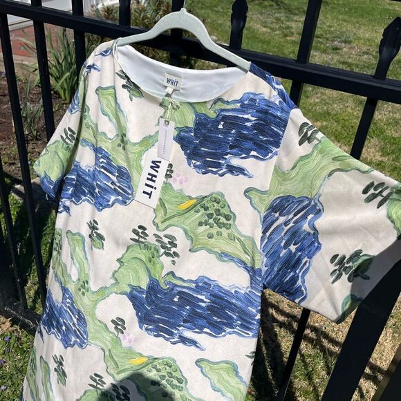 WHiT Esme Landscape Print Silk Dress NWT - Picture 8 of 16